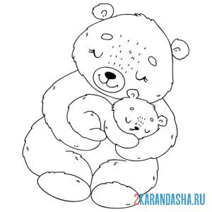 Раскраска мама медведь