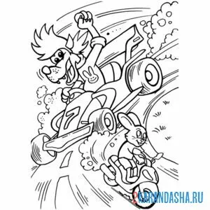 Раскраска волк гонится за зайцем
