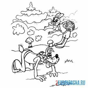 Раскраска волк устал от зайца