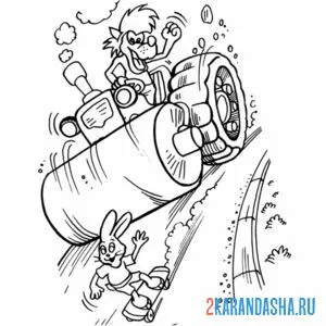 Раскраска волк на катке