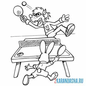 Раскраска играют в настольный теннис