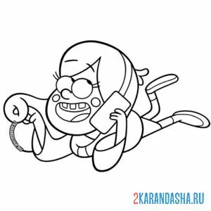 Раскраска мэйбл пайнс болтает по телефону