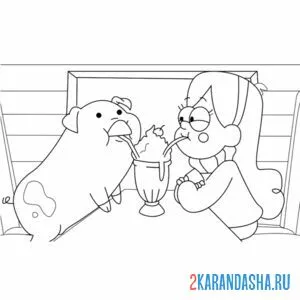 Раскраска мэйбл пайнс и пухля свинка
