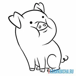 Раскраска свинка пухля сидит
