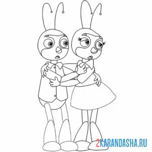 Раскраска светлячки тим и дина