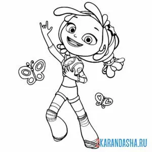 Раскраска снежка с бабочками