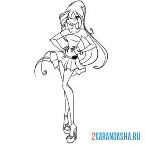 Раскраска блум в платье