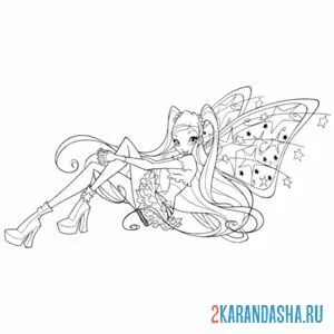 Раскраска фея винкс с крыльями