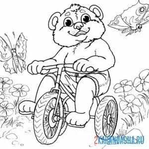 Раскраска мишка на велике
