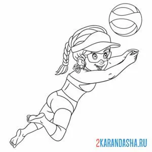 Раскраска волейболистка с мячом