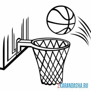 Раскраска мяч летит в кольцо