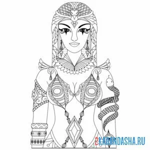 Раскраска египетская девушка
