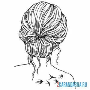 Раскраска прическа пучок