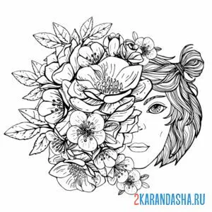 Раскраска цветочная нимца