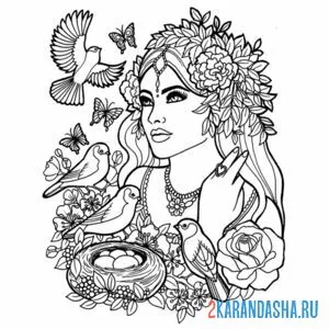 Раскраска девушка зов природы