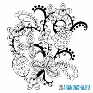 Раскраска хохлома клубника