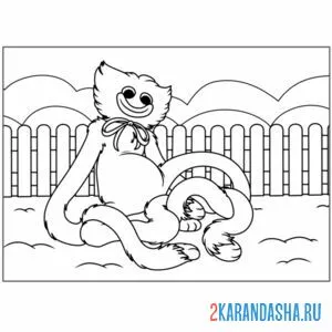 Раскраска хагги вагги у забора