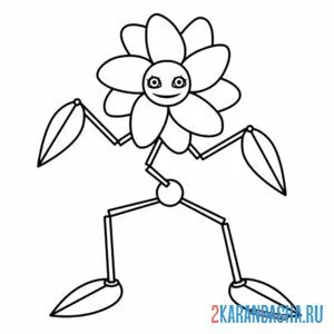 Раскраска дэйзи цветок поппи плейтайм хагги вагги