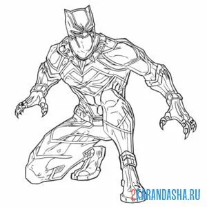 Раскраска черная пантера супергерой