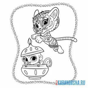 Раскраска тигренок нахал и обезьянка тала