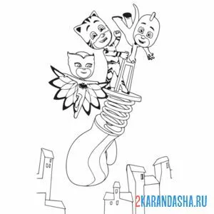 Раскраска герои в масках на перчатеся