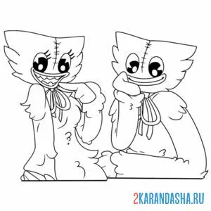 Раскраска хагги вагги любуется на кисси мисси