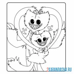 Раскраска любовь кисси мисси и хагги вагги