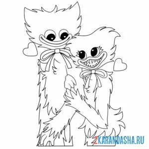 Раскраска кисси мисси и хагги вагги любовь