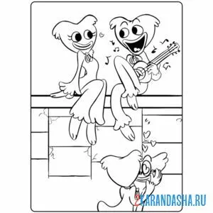 Раскраска кисси мисси и хагги вагги вместе романтик