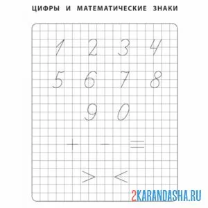 Раскраска прописи цифры и знаки