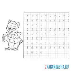 Раскраска прописи цифры 4 5 6