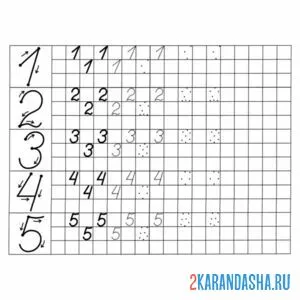 Раскраска прописи цифры от 1 до 5