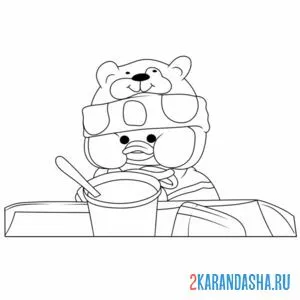 Раскраска уточка лалафанфан за столом