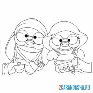 Раскраска уточка лалафанфан с подружкой