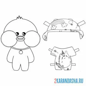 Раскраска уточка лалафанфан костюм с единорогом