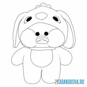 Раскраска уточка лалафанфан в костюме зайчика