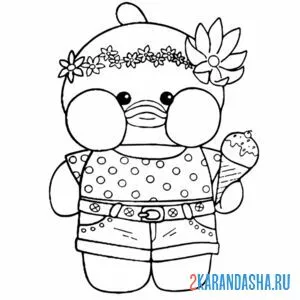 Раскраска уточка лалафанфан с мороженым
