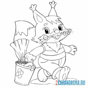 Раскраска белочка строитель