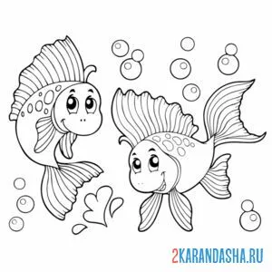 Раскраска морские рыбы с пузырями