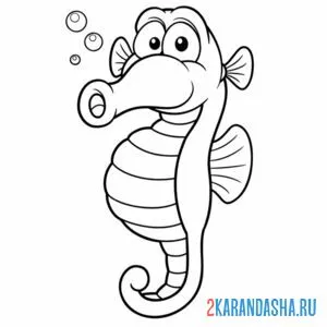 Раскраска милый морской конек