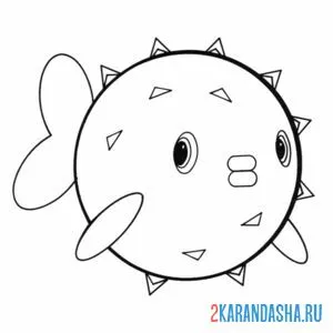 Раскраска надулась рыба-шар