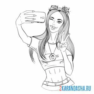 Раскраска селфи девушка айфон