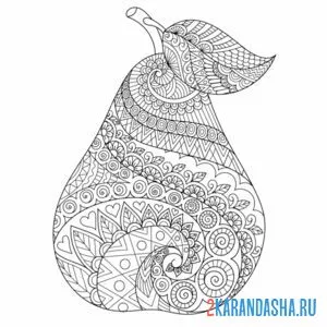 Раскраска груша антистресс