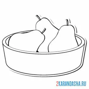 Раскраска груши в тарелке