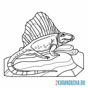 Раскраска диметродон на камне