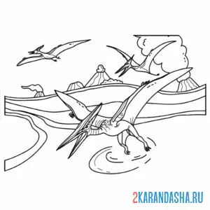 Раскраска птеродактиль динозавр