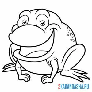 Раскраска мультяшная лягушка