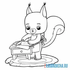 Раскраска белка режет огурец