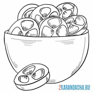Раскраска тарелка с помидорами