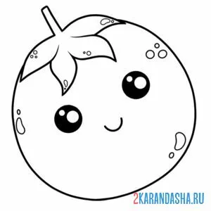 Раскраска помидор каваи улыбается